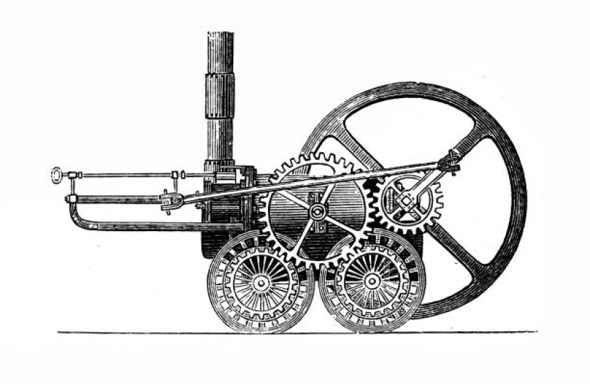 Sketch of Trevithick's first engine design